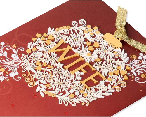 American Greetings Christmas Card - Romantic Holiday Greeting with Detachable Keepsake Ornament | Perfect for Wife