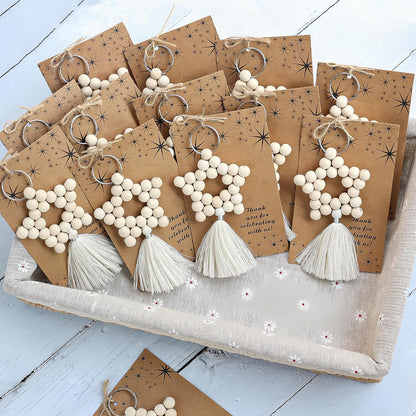 Wooden Bead Tassels (30 pcs set) for Wedding Favors, Baby Shower Favors for Guests, Bridal Shower Party Favors, Thank You Gifts. (White30)