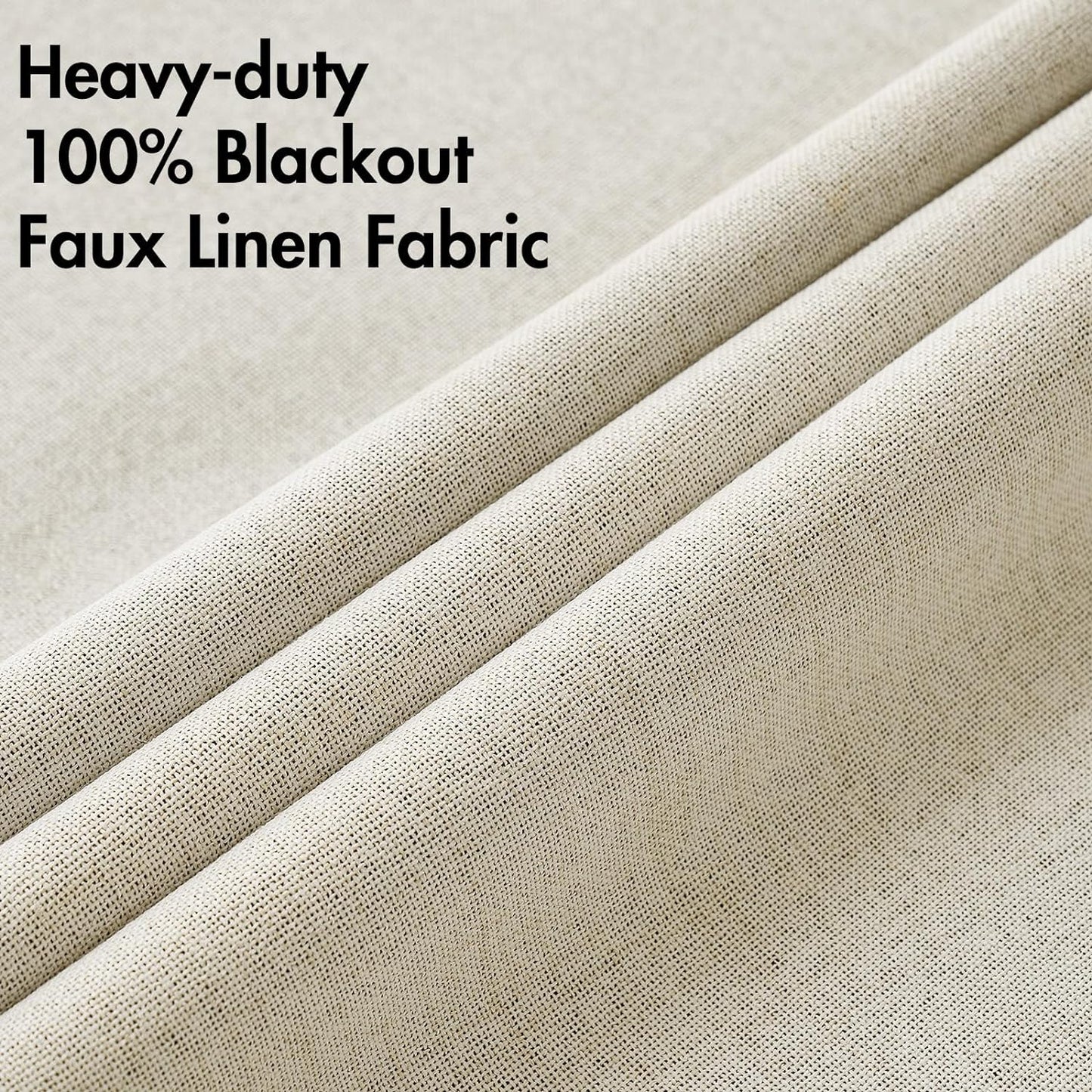 MIULEE 100% Blackout Linen Textured Curtains - Solid Thermal Insulated Cream Drapes | 52 x 84 Inch (2 Panels)