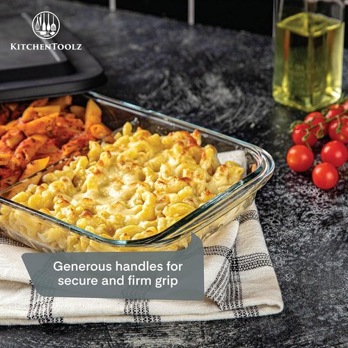 Divided Glass Casserole Baking Dish Set by [Brand Name] | 2.3 Qt Rectangular Bakeware for Oven & Table