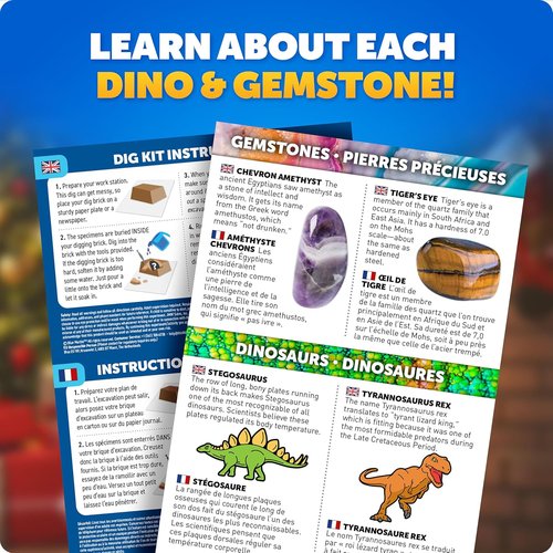 Blue Marble Science Christmas Ornament Kit - 4 Dinosaur Dig Kits with Gemstones & Bricks for Kids