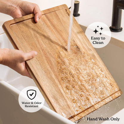 SMIRLY Wood Cutting Board, Bamboo Cutting Board Set, Chopping Board and Wooden Cutting Boards for Kitchen, Small Wood Cutting Board and butcher block (Acacia Wood, 2 Pack)