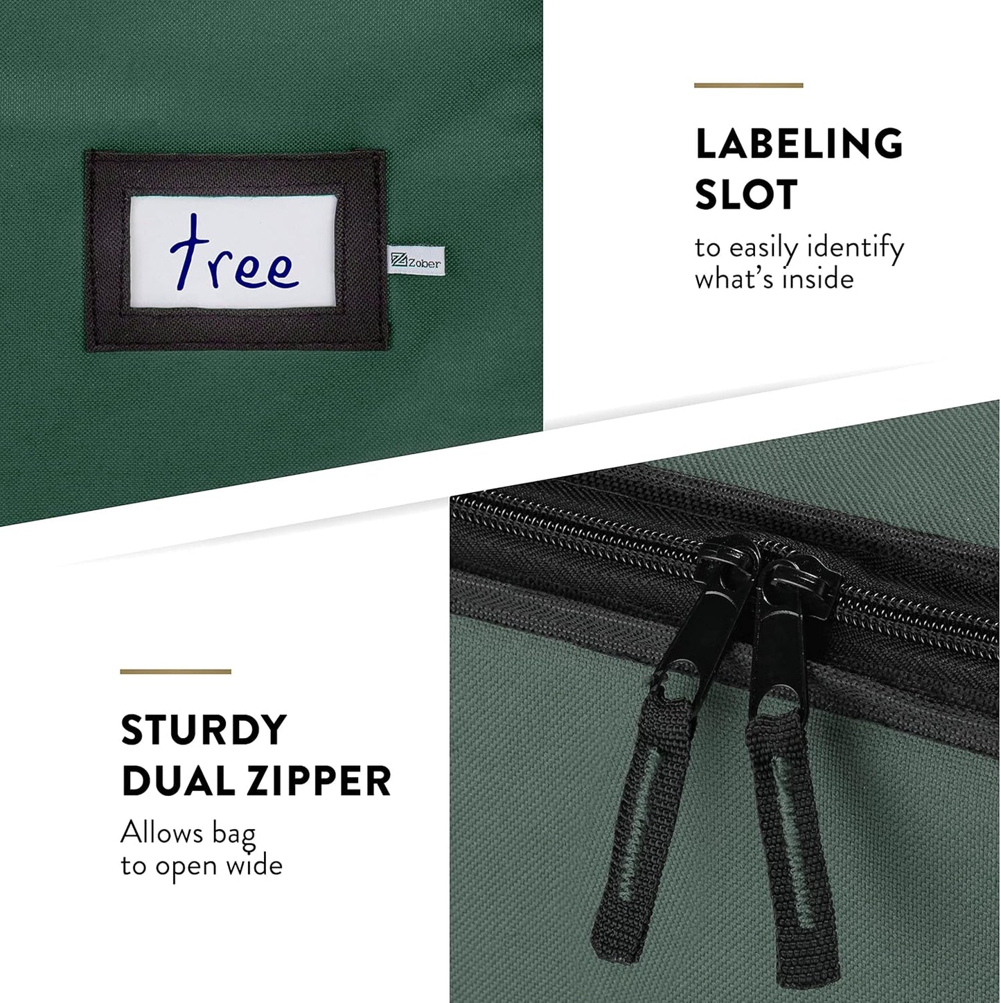 ZOBER Christmas Tree Storage Bag | 600D Oxford Fabric - Waterproof & Tear-Proof for 7.5 Ft Trees - Durable Handles - Green