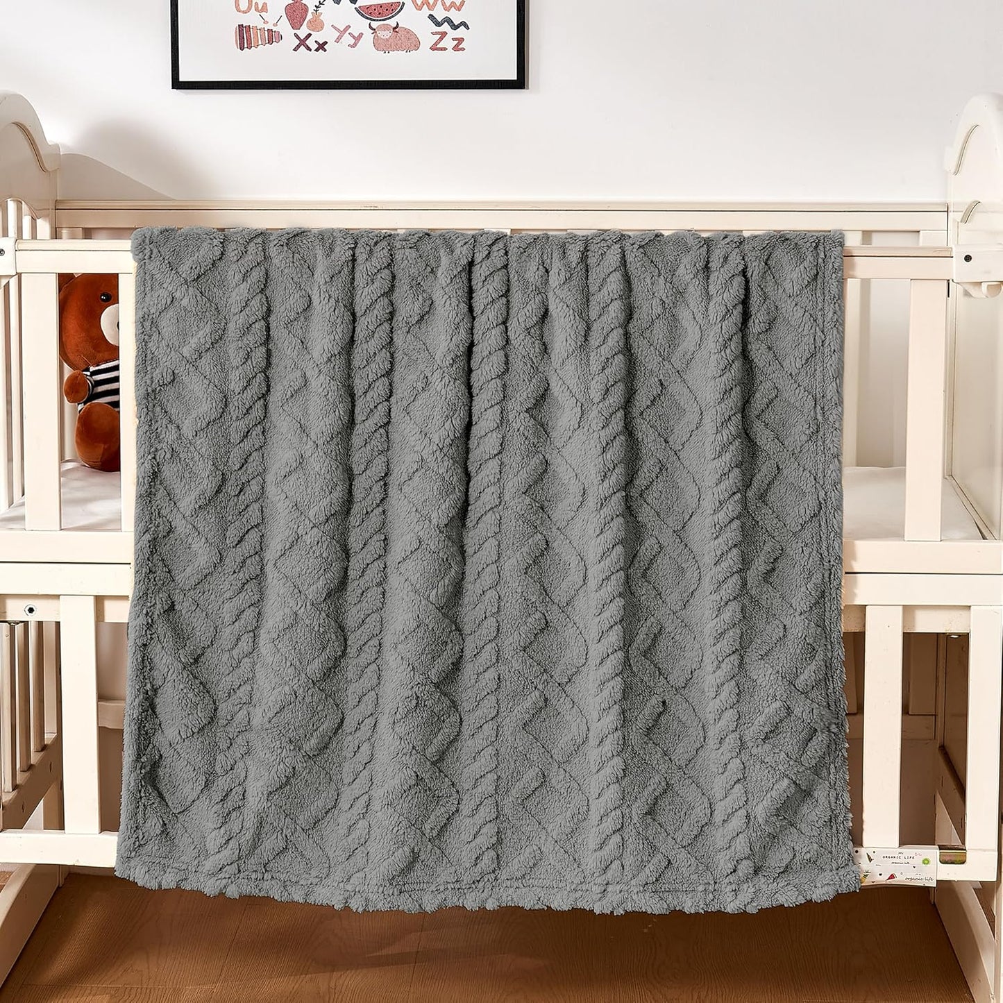 Sherpa Fleece Baby Blanket - Ultra Soft & Fluffy Infant Receiving Blanket | Cozy 30”×40” Grey for Boys & Girls