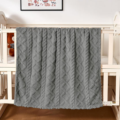 Sherpa Fleece Baby Blanket - Ultra Soft & Fluffy Infant Receiving Blanket | Cozy 30”×40” Grey for Boys & Girls