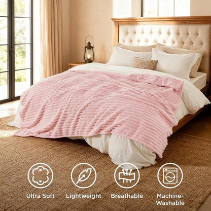 Bedsure GentleSoft Coral Pink Fleece Blanket - Super Soft Cozy Queen Size 90x90 Inches
