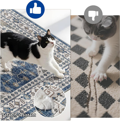 Skiennix Kitchen Sink Rugs Set of 2 - Washable Non-Slip Mats for High Traffic Areas | Soft Blue Boho Decor (2x3 + 2x4)