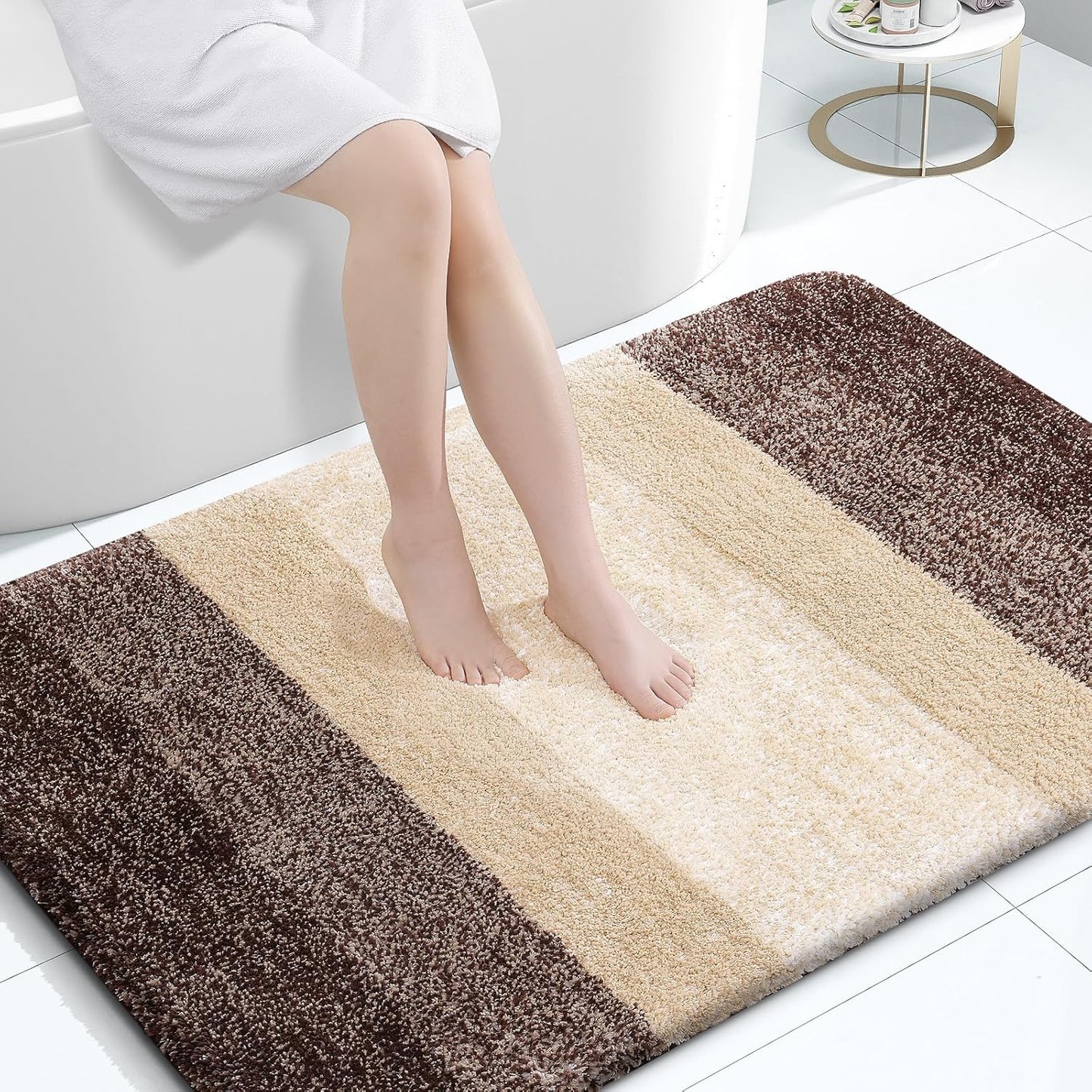 OLANLY Large Bath Rugs - Extra Soft Microfiber, Quick Dry, Machine Washable | 44x32, Brown