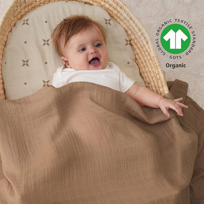 Yoofoss Organic Muslin Swaddle Blanket - Soft & Breathable 47 x 47 Inches for Newborns | Baby Essentials