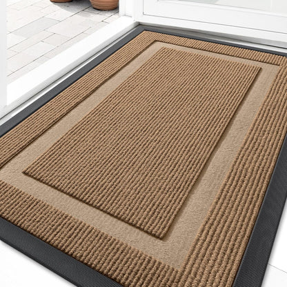 OLANLY Indoor Outdoor Front Door Mat - Waterproof, All-Weather, Easy Clean | 29.5x17, Light Brown