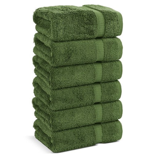 Chakir Turkish Linens | Hotel & Spa Quality 100% Cotton Premium Turkish Towels | Soft & Absorbent (6-Piece Hand Towels, Moss)