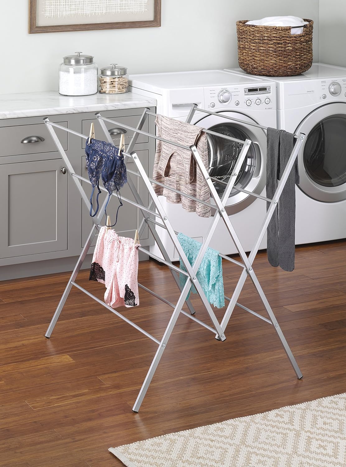 Whitmor Oversized Metal Drying Rack - Durable Silver Design for Efficient Laundry Drying