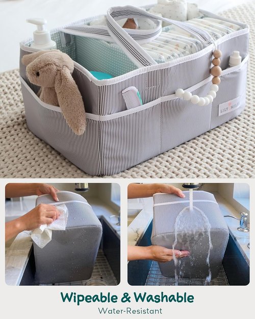 Lily Miles Baby Diaper Caddy Organizer - Large Tote for Newborn Essentials | Perfect Baby Shower Gift