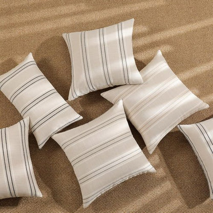 Hckot Throw Pillow Covers - Set of 2 Textured Linen Striped Decorative Cushions | 20x20 Inches, Grey