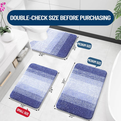 OLANLY Bathroom Runner Rug - Extra Soft Microfiber Mat with Rubber Backing | Quick Dry, Washable, 47x20, Blue-Violet