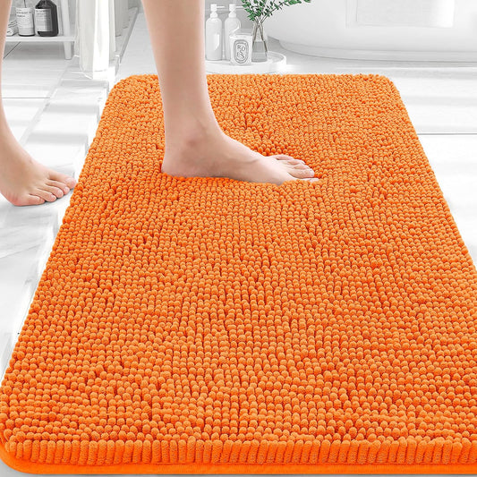 OLANLY Bath Rugs - Extra Soft Chenille | Quick-Dry, Machine Washable, 36x24 Inches, Orange