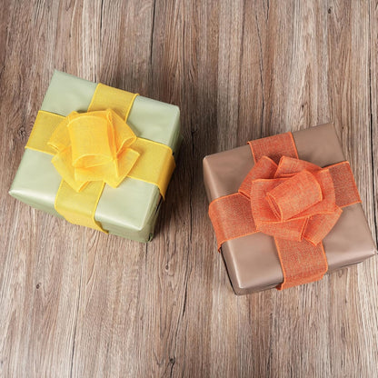 Yellow Wired Burlap Ribbon - 2.5 Inch Solid Ribbon with Wire Edge for Mother's Day Bows | 10 Yards