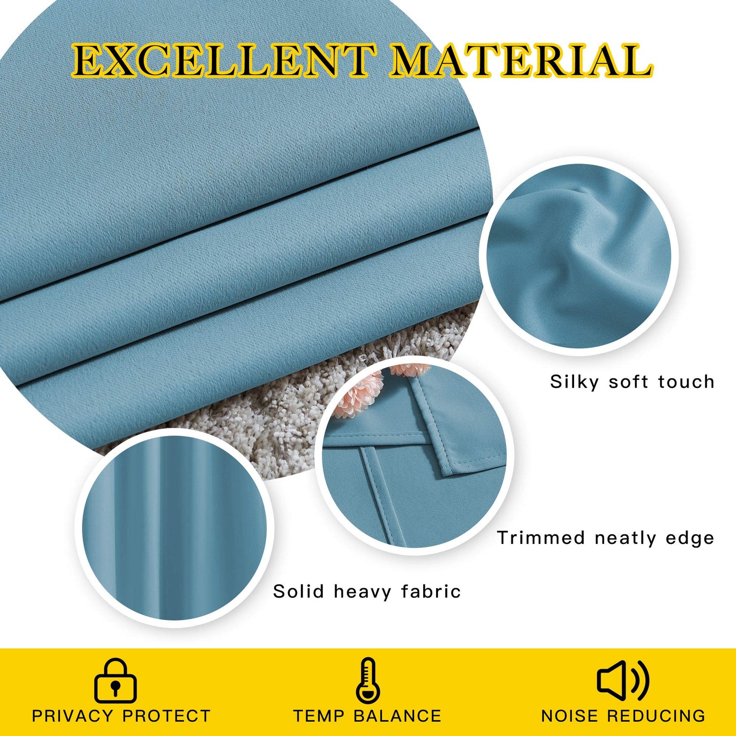 NICETOWN Room Darkening Extra Long Curtains - Home Fashion Ring Top Thermal Insulated Weighted Large Window Treatment Drapes for Nursery (W80 x L108, Teal Blue, Set of 2)