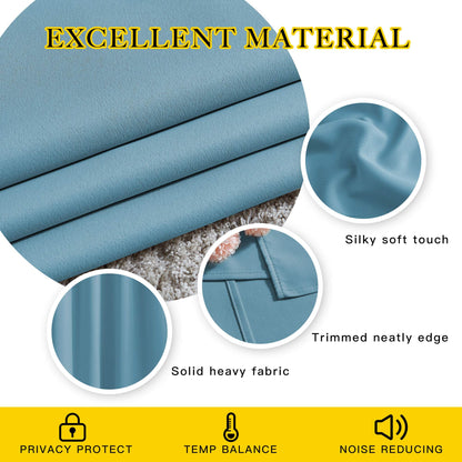 NICETOWN Bedroom Blackout Curtains and Drapes - Window Treatment Thermal Insulated Solid Grommet Blackout Draperies for Living Room (Set of 2 Panels, 52 by 95 Inch, Teal Blue)