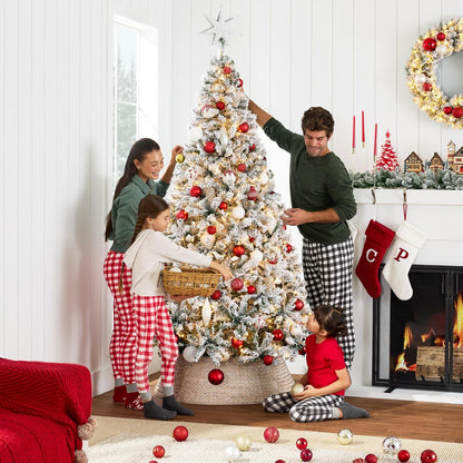Best Choice Products 9ft Pre-Lit Snow Flocked Artificial Christmas Tree - Full Appearance with Easy Assembly & Metal Stand
