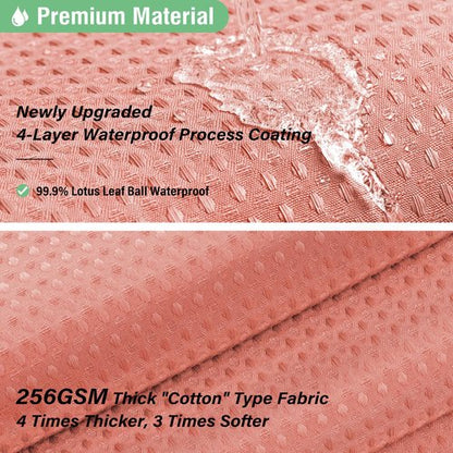 Dynamene Extra Long Shower Curtain - 84 Inch Long Waffle Weave Heavy Duty Fabric Bathroom Shower Curtain, Neutral Weighted Hotel Thick Bath Curtain Set with 12 Plastic Hooks,72x84, Coral