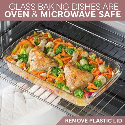 Cook With Color 8 Pc. Glass Baking Dish Set - Deep Casserole Dishes with Lids, Oven & Microwave Safe, Clear & Pink