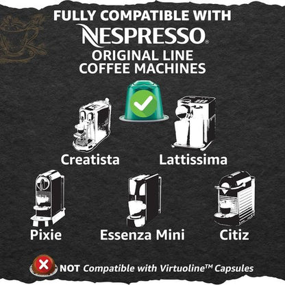Cellini Caffè Intenso Dark Roast Coffee Capsules - 30 Count Aluminum Nespresso Pods | Extra Strong & 100% Compatible