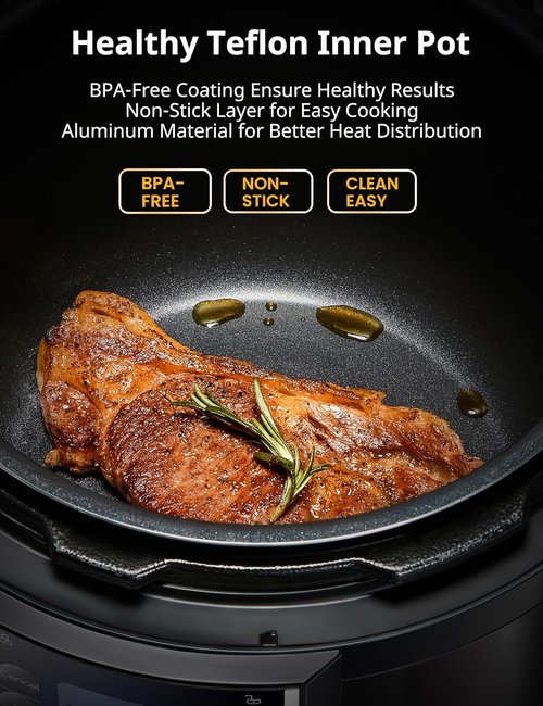 COMFEE’ 12-in-1 Electric Pressure Cooker - Versatile Non-Stick Pot & Yogurt Maker | 6 Quart Black