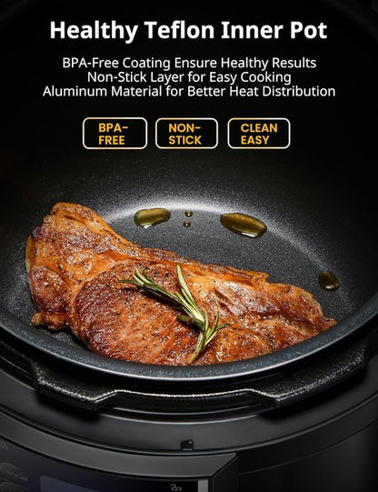 COMFEE’ 12-in-1 Electric Pressure Cooker - Versatile Non-Stick Pot & Yogurt Maker | 6 Quart Black