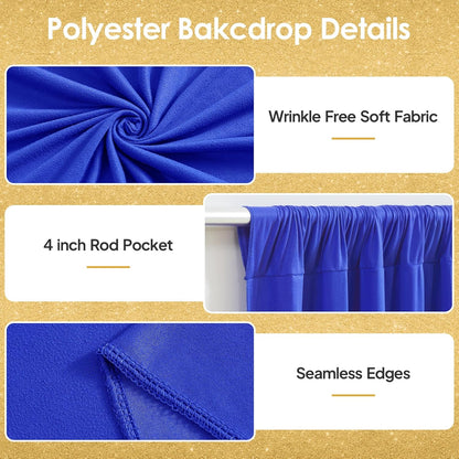 Royal Blue Backdrop Curtains by [Brand Name] - 10x10ft Wrinkle-Free Drapes for Weddings & Events