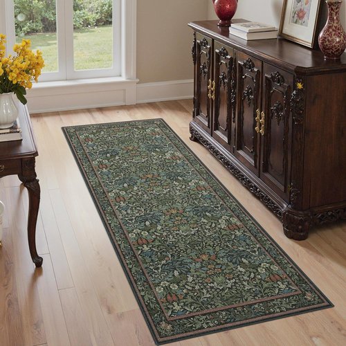 GENIMO 2x6 Runner Rug - Non-Slip Washable Vintage Boho Floral Carpet | Soft Low Pile for Hallway & Kitchen