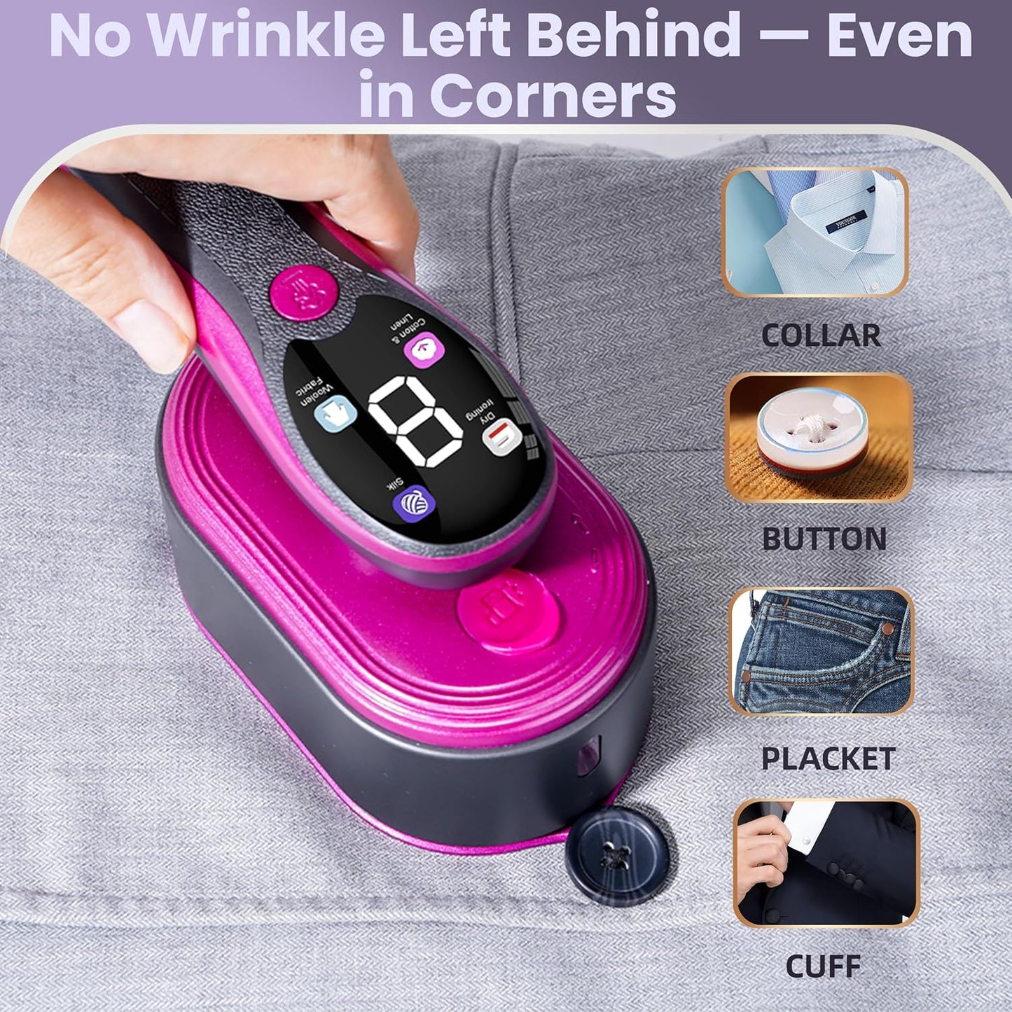 Skiennix Travel Steamer for Clothes - Fast 10s Heat Up, 4 Adjustable Modes, 100ml Tank | Pink