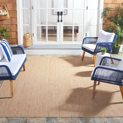 SAFAVIEH Courtyard Collection 7'1" Square Natural/Cream CY8521 Indoor/ Outdoor Patio Backyard Mudroom Area Rug