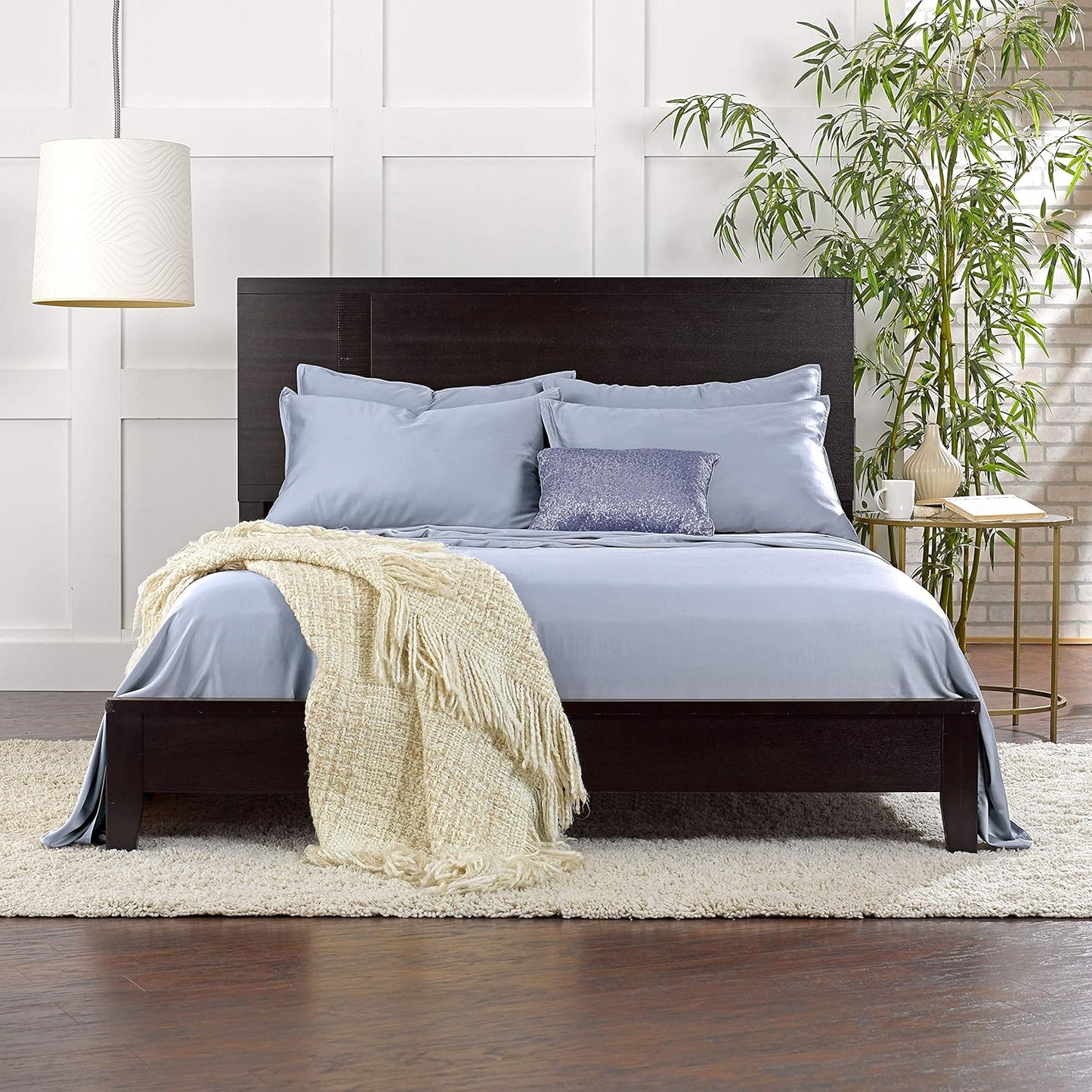 Pure Bamboo Queen Sheets - Luxuriously Soft & Cooling 100% Organic Viscose Bed Set | Sterling Blue