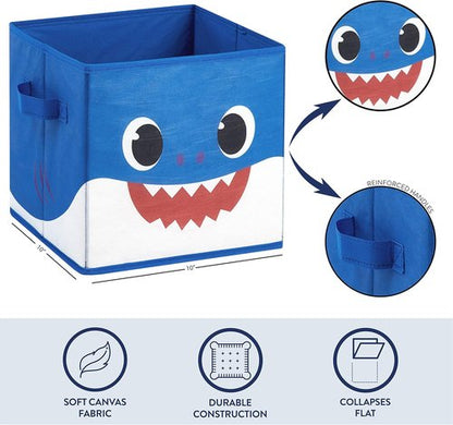 Idea Nuova Baby Shark Storage Cubes - Set of 2 Collapsible Organizers | 10"x10" Blue/Yellow