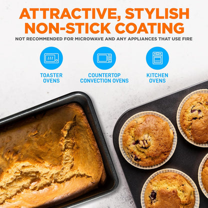 NutriChef 8-Piece Nonstick Bakeware Set - PFOA-Free Baking Pans for Cakes, Muffins & Cookies | Oven Safe to 450°F (Gray)