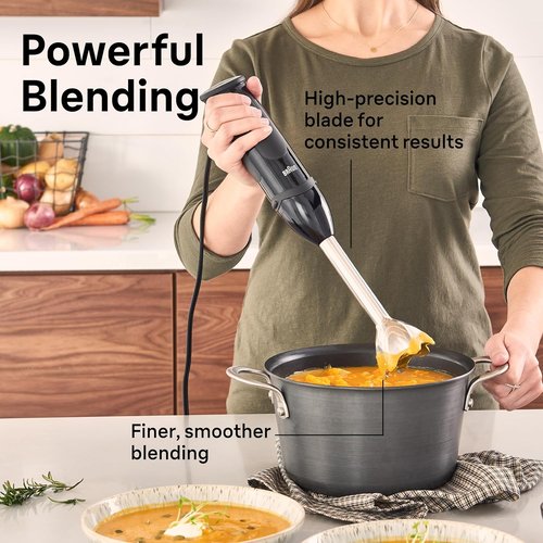 Braun MQ5025 Hand Blender - Multiquick Vario with Ergonomic Design | Sleek Black Finish