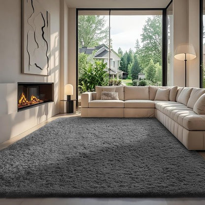 Ophanie 7x10 Area Rugs for Living Room, Upgrade Non-Slip Fluffy Soft Large Shag Bedroom Carpet, Grey Big Indoor Thick Nursery Rug, Gray Carpets for Boy and Girls Room Dorm Home Decor Aesthetic