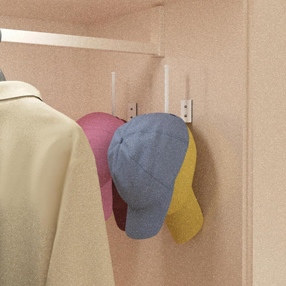 Durmmur Hat Racks - 4 Pack Stainless Steel Baseball Cap Organizer | Strong Adhesive & Wall-Mounted (White, 6 in)
