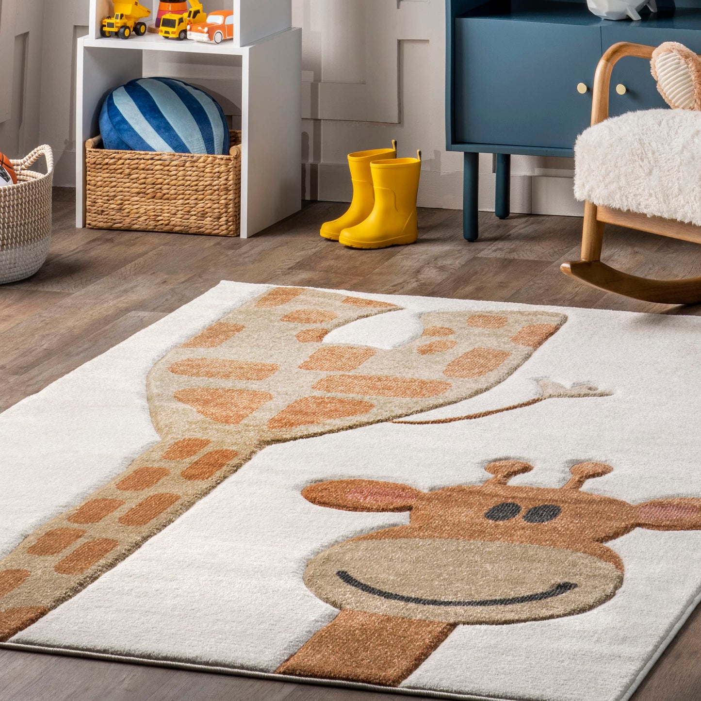 nuLOOM Anabell Giraffe Kids Area Rug, 5x8, Beige