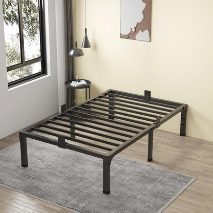 MAF 14 Inch Metal Platform Twin Bed Frames, Heavy Duty Black Bed Frame with Steel Slats Support, No Box Spring Needed, Noise Free, Non-Slip, Easy Assembly