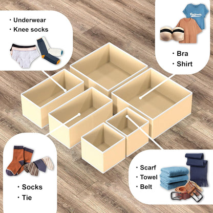 Simple Houseware Foldable Drawer Organizer Set of 12 - Beige Fabric Storage Bins for Clothes & Accessories