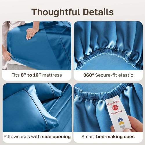 California Design Den King Size Cotton Sheet Set - 400 TC Silky Smooth Sateen Weave, Deep Pockets, Cobalt Blue