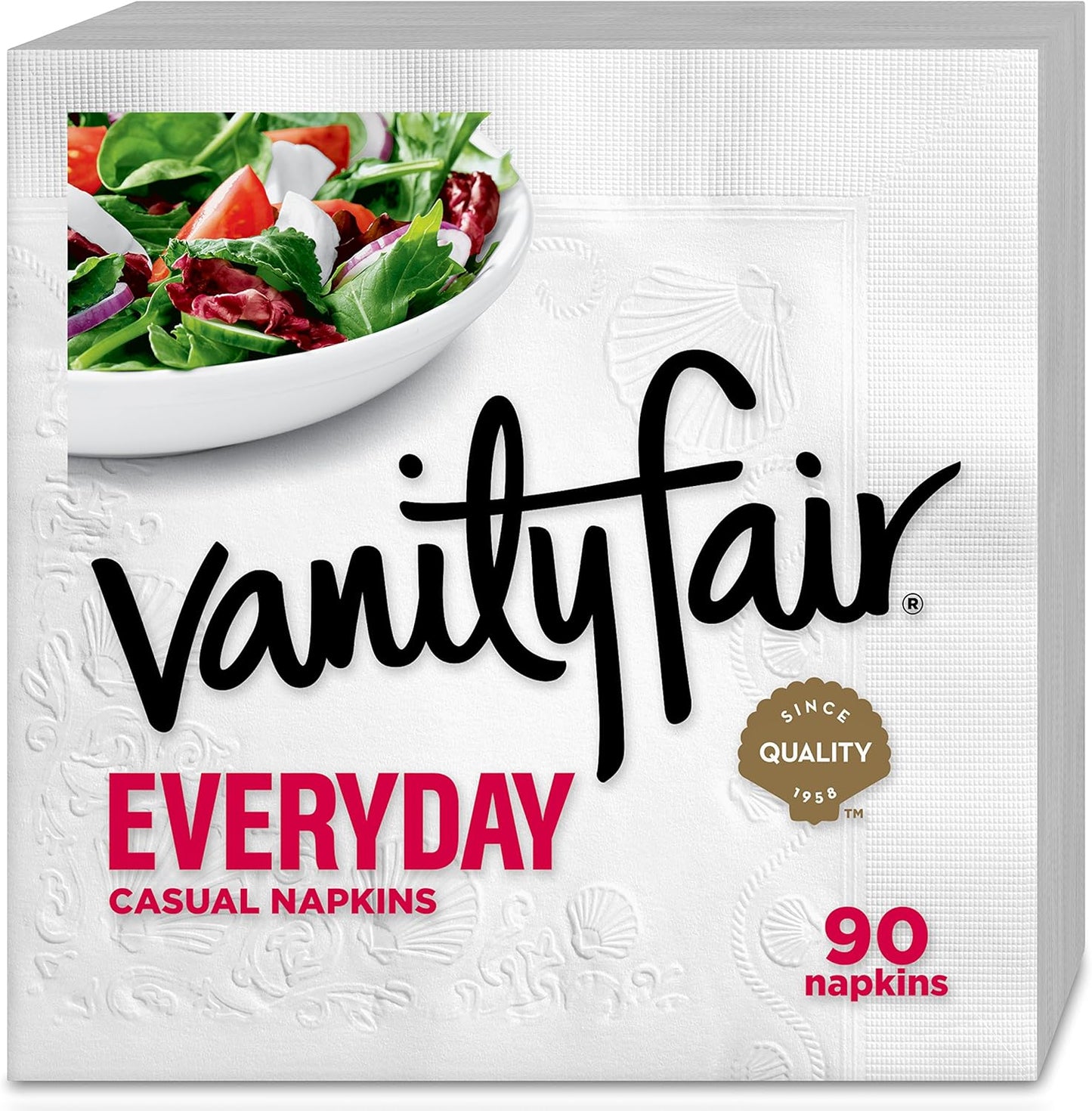 Vanity Fair White Paper Napkins - Everyday Use, 1080 Count | Pack of 12 for All Occasions