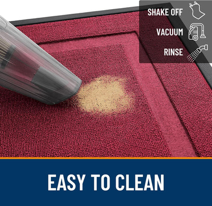 OLANLY Waterproof Front Door Mat - All-Season Indoor/Outdoor Doormat, Easy Clean, 35x23, Burgundy