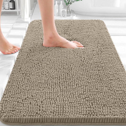OLANLY Bathroom Rugs - Extra Soft Absorbent Chenille Bath Mats | Quick Dry, Rubber Backing, 36x24, Warm Taupe