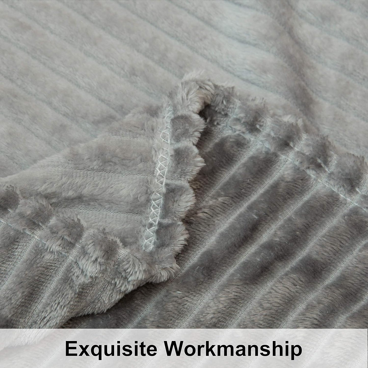 NTBAY Flannel Toddler Blanket - Fluffy Warm & Lightweight Reversible Stripes | 30x40 Inches, Grey