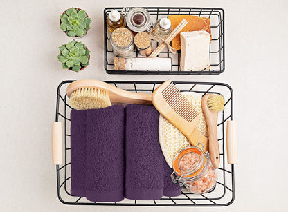 Utopia Towels 24 Pack Cotton Washcloths Set, 100% Ring Spun Cotton, Premium Quality Flannel Face Cloths, Highly Absorbent and Soft Feel Fingertip Towels, Plum
