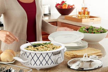 Crock-Pot 2.5 Quart Casserole Slow Cooker - Compact White/Blue Design for Quick Meals