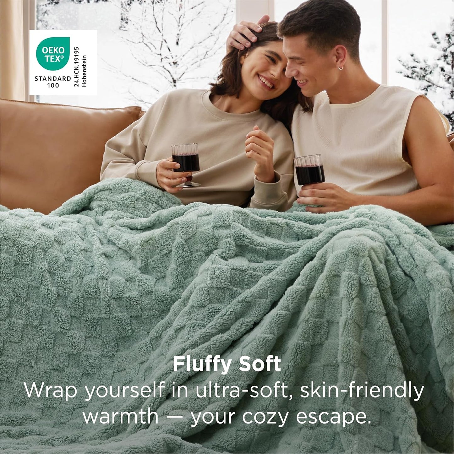 Bedsure GentleSoft Throw Blanket - Cozy Sage Green Checkered Fleece for Home Decor | 50x60 Inches